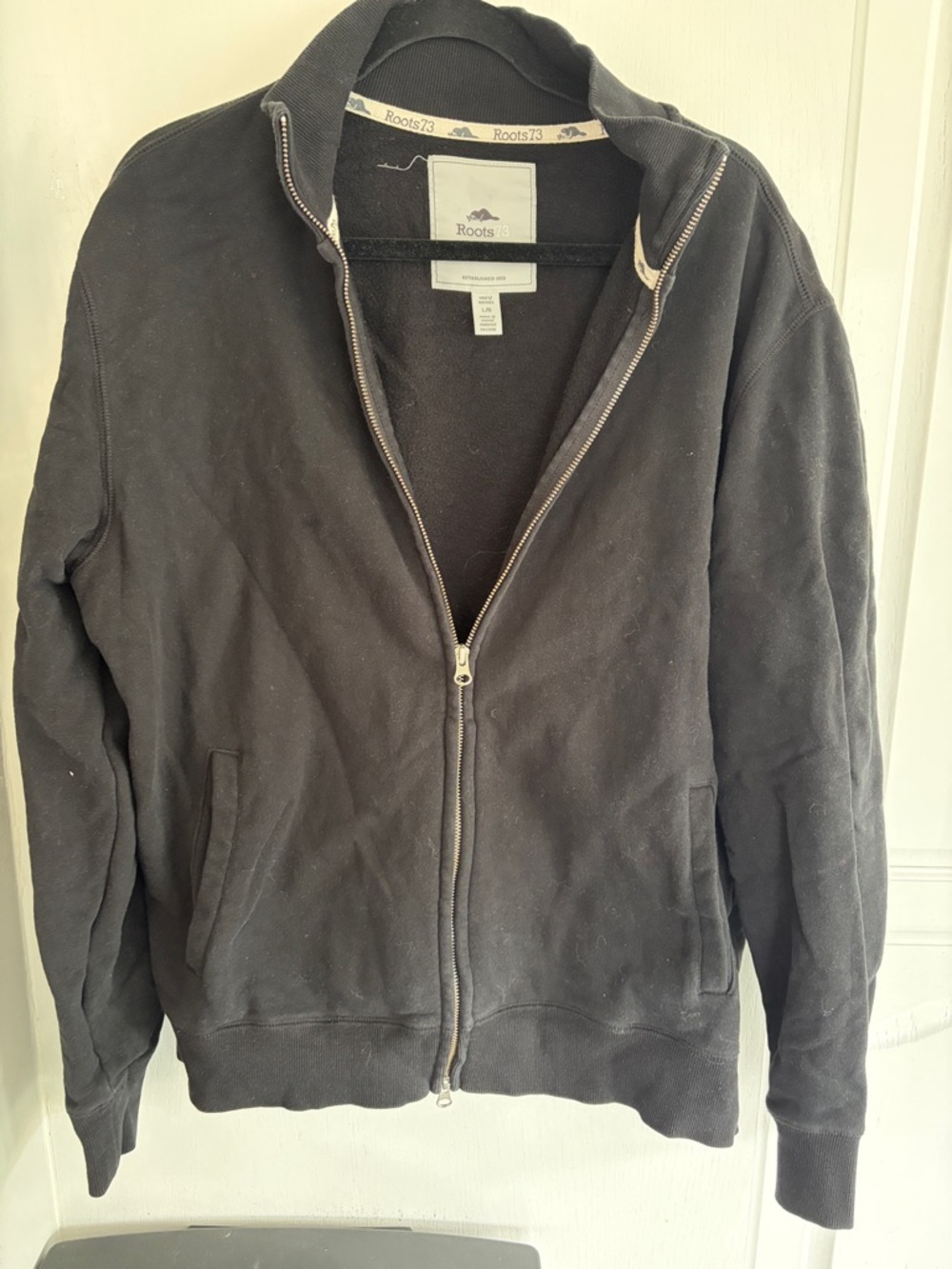 Roots Black Cozy Fleece Jacket with Logo Patch